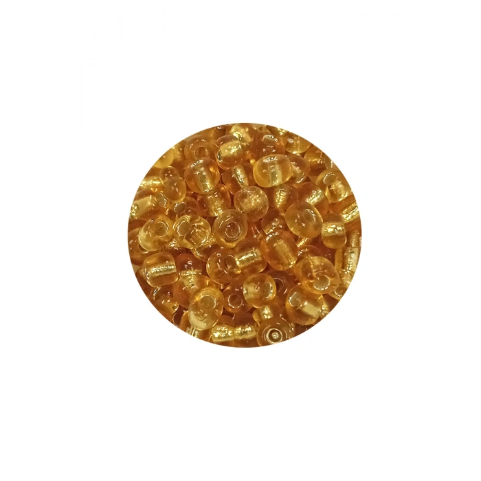 Dökme Cam Kum Boncuk Büyük Boy (6/0) 4 mm - 60 Gram - Şeffaf Bal - BNC119