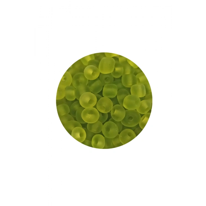 Dökme Cam Kum Boncuk Büyük Boy (6/0) 4 mm - 60 Gram - Şeffaf Mat Yeşil - BNC128