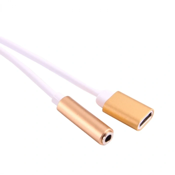 Dual Usb 3.1 Type C - Audio 3.5mm Jack Kulaklık Dönüştürücü Kablo-(5775)