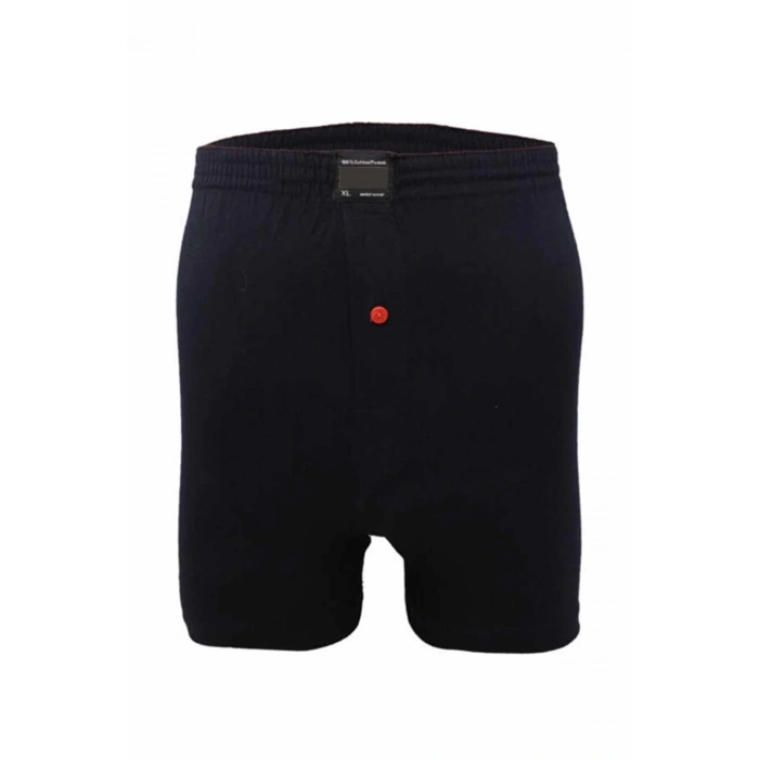 Düğmeli Pamuklu Erkek Penye Boxer Lacivert - 1146A