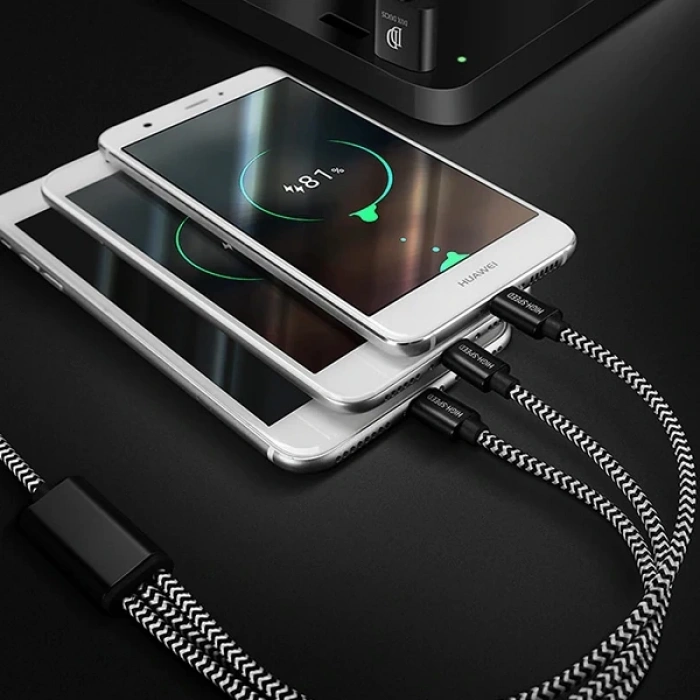 DUX DUCIS 3in1 Usb Type C-İPhone Ve Mikro Kopmaz Usb kablo Hızlı Şarj-(5775)