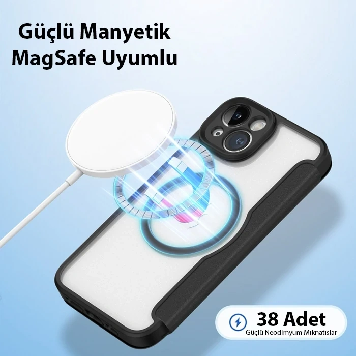 Dux Ducis iPhone 14 Plus 6.7 Kılıf Skin X Pro Series MagSafe Kapaklı Kılıf Folio Case-(5775)