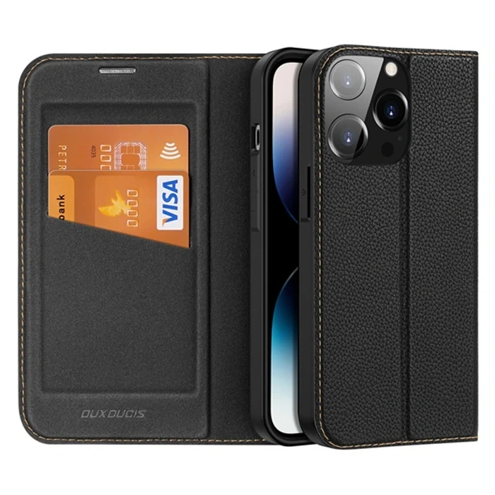 Dux Ducis iPhone 14 Pro 6.1 Kılıf Skin X2 Series PU Deri Manyetik Kapaklı Kılıf Magnetic Folio Case-(5775)