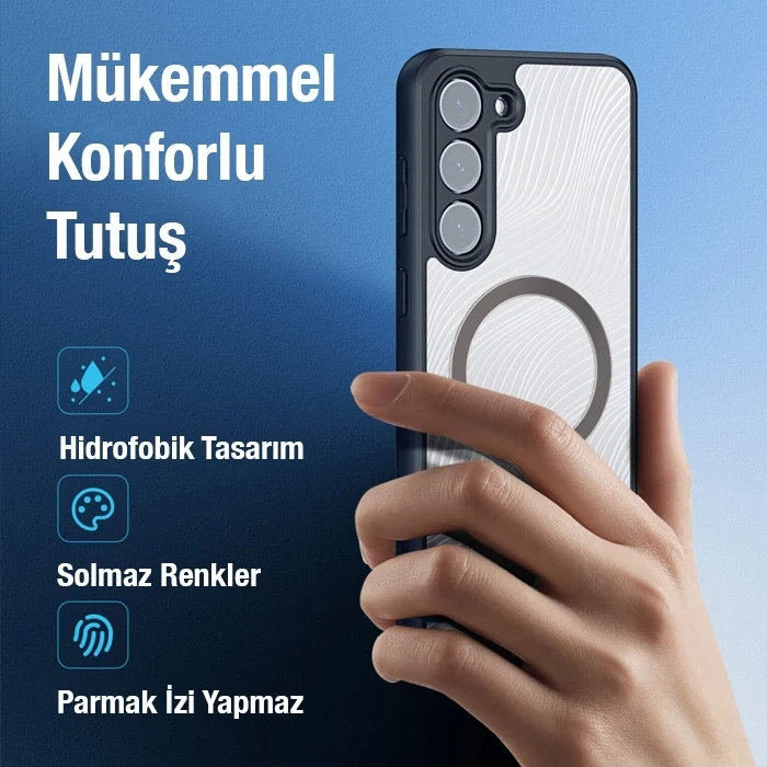 Dux Ducis Samsung S23 Plus Aimo Series MagSafe Premium Buzlu Sert PC-TPU Kılıf-(5775)