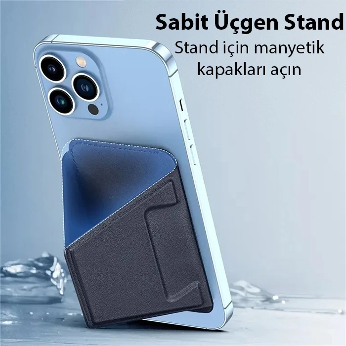 Dux Ducis Standlı Deri Cüzdan Magsafe Kartlık-(5775)