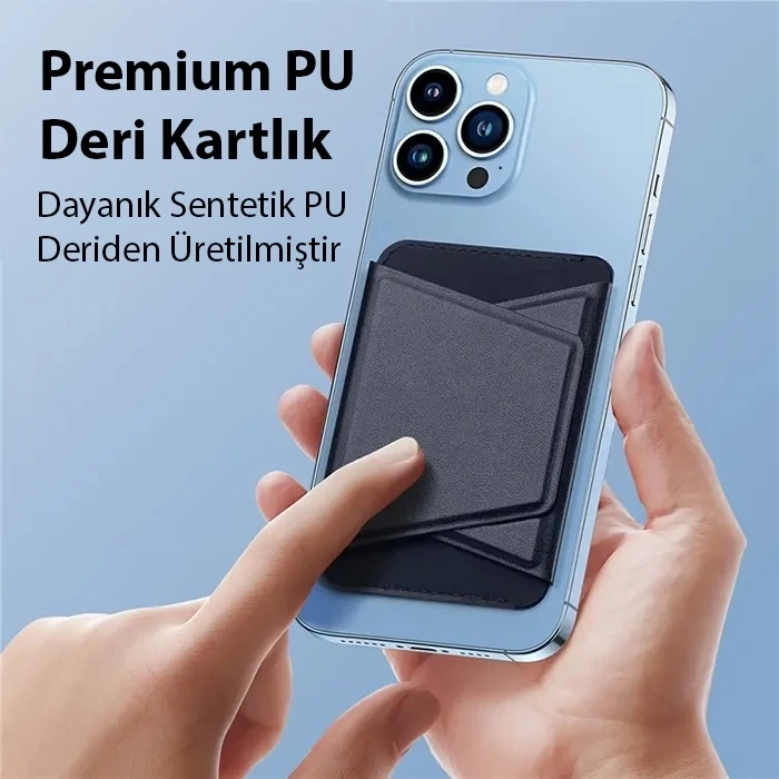 Dux Ducis Standlı Deri Cüzdan Magsafe Kartlık-(5775)