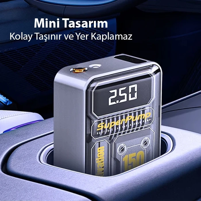 EZERE 150psi Tasinabilir Araba yüksek güçlü elektrikli kablosuz lastik hava pompasi-(5775)