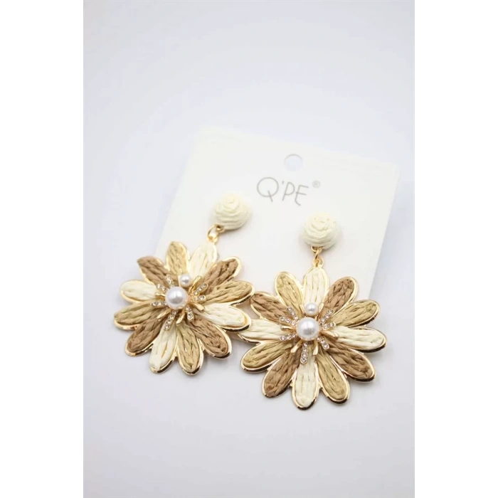 Hasır Çiçek Küpe - ÇOK RENKLİ