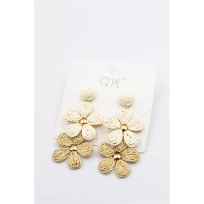 Hasır Çiçek Küpe - ÇOK RENKLİ