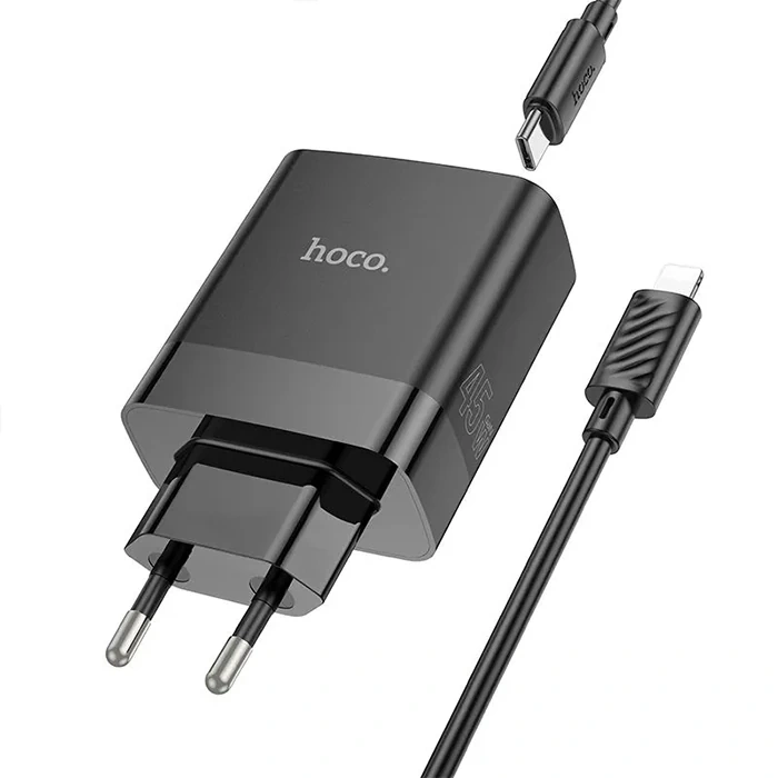 HOCO C127A PD45W(1C3A) Hızlı Şarj Aleti + Type-C to iPhone Lightning Kablo Seti-(5775)
