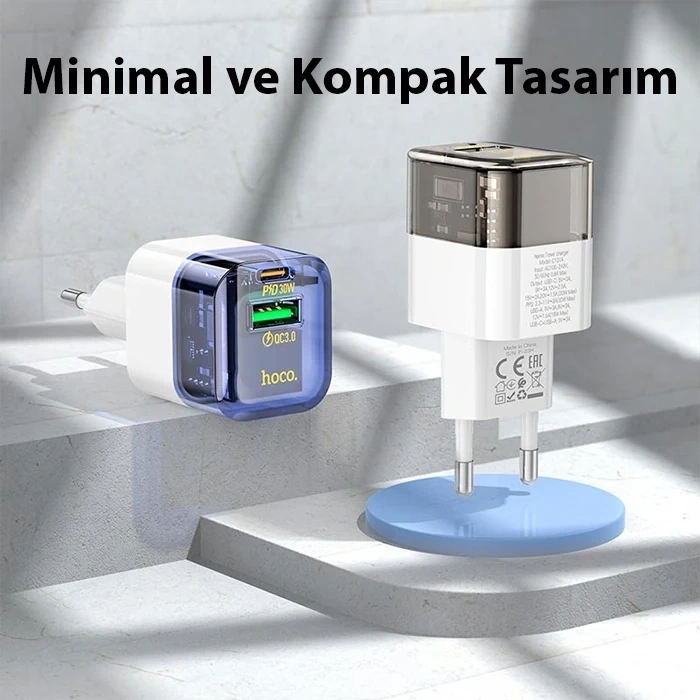 HOCO C131A Platinum PD30W+QC3.0 Girişli Hızlı Şarj Başlığı Ve Type-C To Type-C Kablo-(5775)