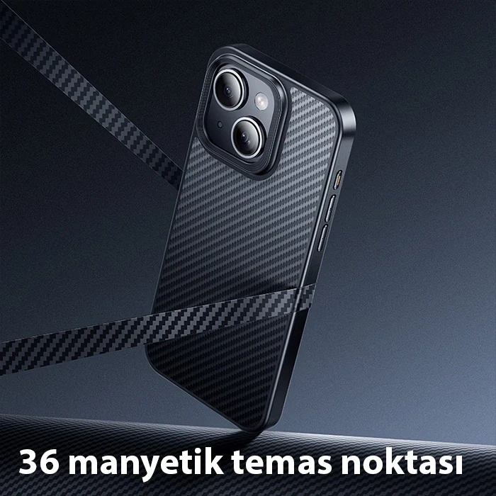 Hoco iPhone 15 Plus AS7 Kevlar Kılıf Manyetik Magsafeli Telefon Kılıfı-(5775)