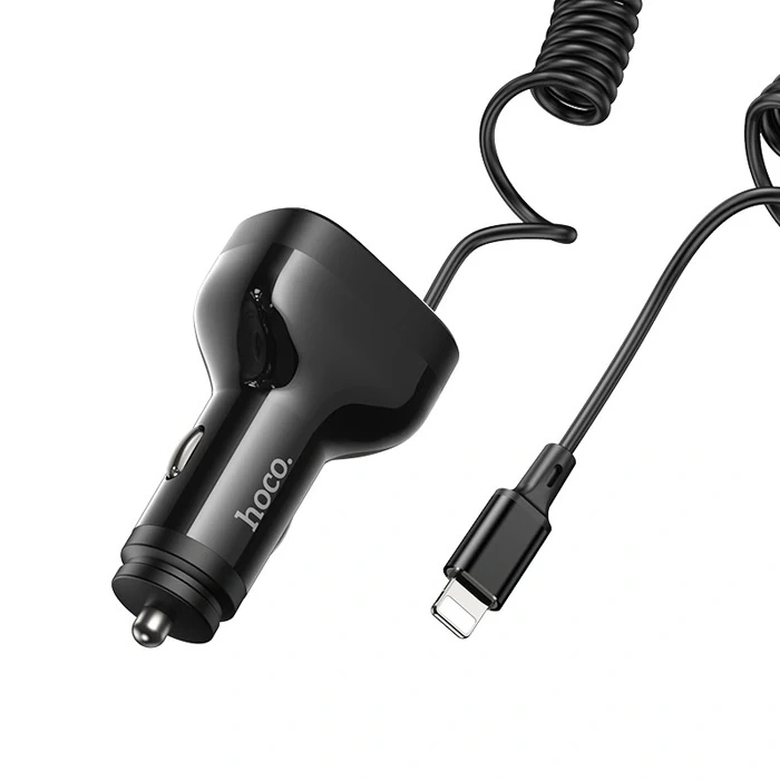 HOCO NZ11A 30W 2 USB+ Type-C Girişli iPhone Kablolu Araç Çakmaklık Şarj Aleti-(5775)