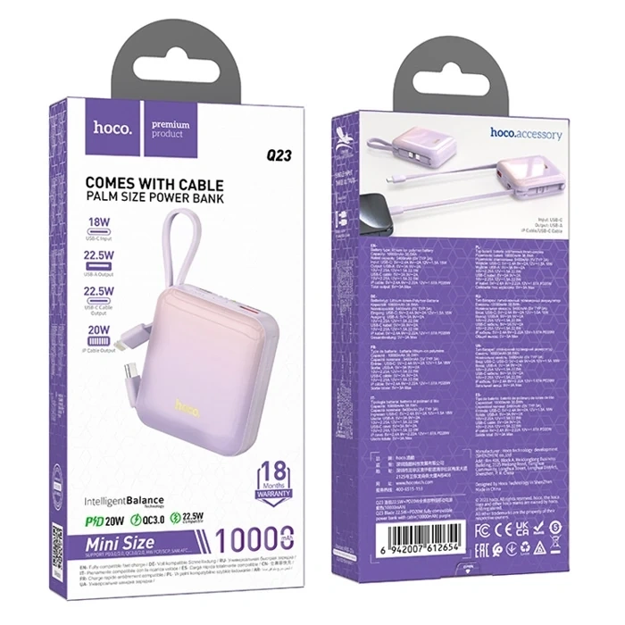 HOCO Q23 Blade 10000mAh 22.5W+PD20W Kablolu Powerbank-(5775)