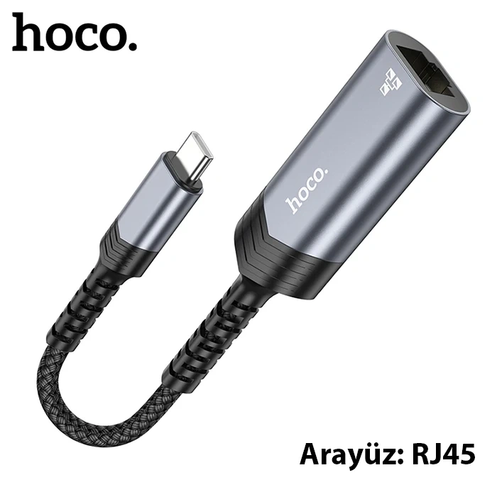 Hoco UA26 Type-c OTG RJ45 İnternet Adaptörü Dönüştürücü 100 Mbps-(5775)