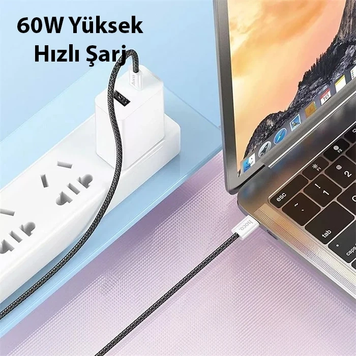 Hoco X104 60W Type-C to Type-C Hızlı Data ve Şarj Kablosu 1m-(5775)