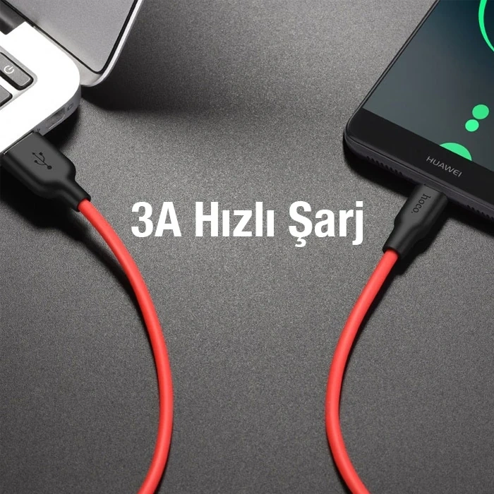 HOCO X21 Plus USB to Type-C 3A Silikon Hızlı Şarj ve Data Kablosu-(5775)