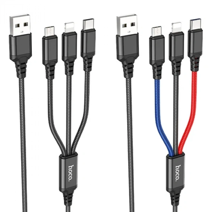 HOCO X76 3in1 Type-C + iPhone Lightning + Micro USB 2A Şarj Kablosu-(5775)