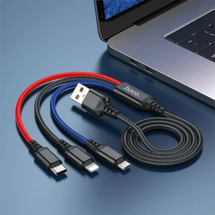 HOCO X76 3in1 Type-C + iPhone Lightning + Micro USB 2A Şarj Kablosu-(5775)
