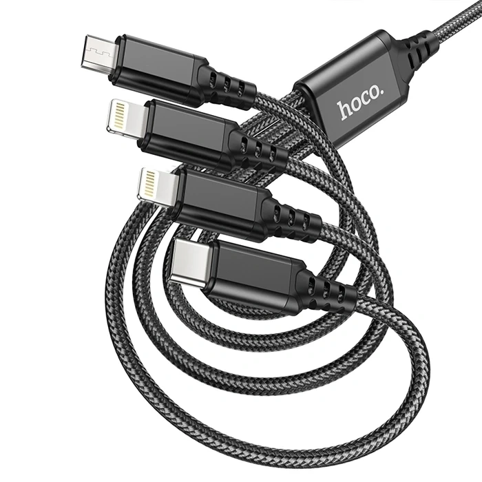 HOCO X76 4in1 Type-C + iPhone Lightning + Micro USB 2A Şarj Kablosu-(5775)