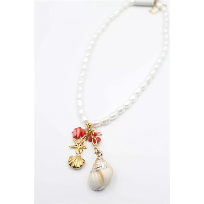 İnci Charm Kolye - Beyaz