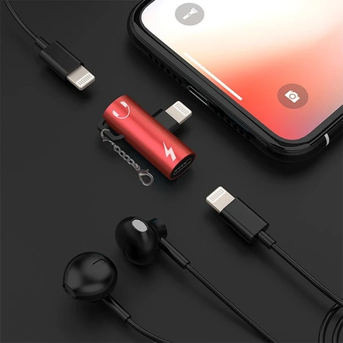 İPhone 14-13-12-11 Dual Lightning Girişli Şarj Dönüştürücü Başlık Adaptör-(5775)