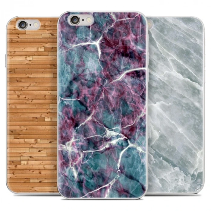 İPhone 7 PlusİPhone 8 Plus Mermer Desenli Soft Silikon Kılıf-(5775)