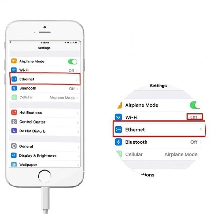 İPhone/İPad Lightning To Ethernet RJ45 Adaptörü NK107A1-(5775)