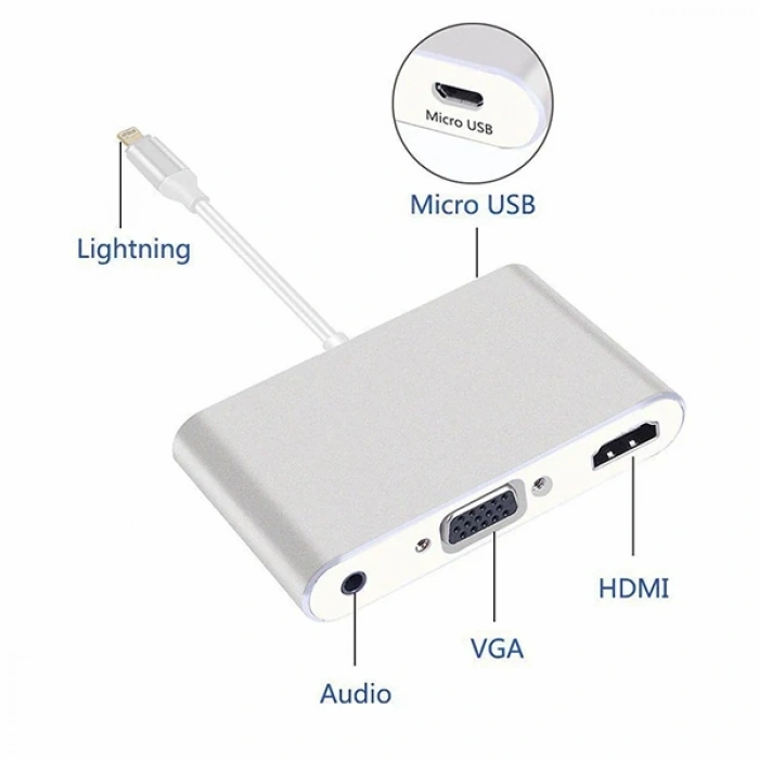 İPhone İPad P32 Hdmi Vga Av Audio Dönüştürücü Adaptör-(5775)