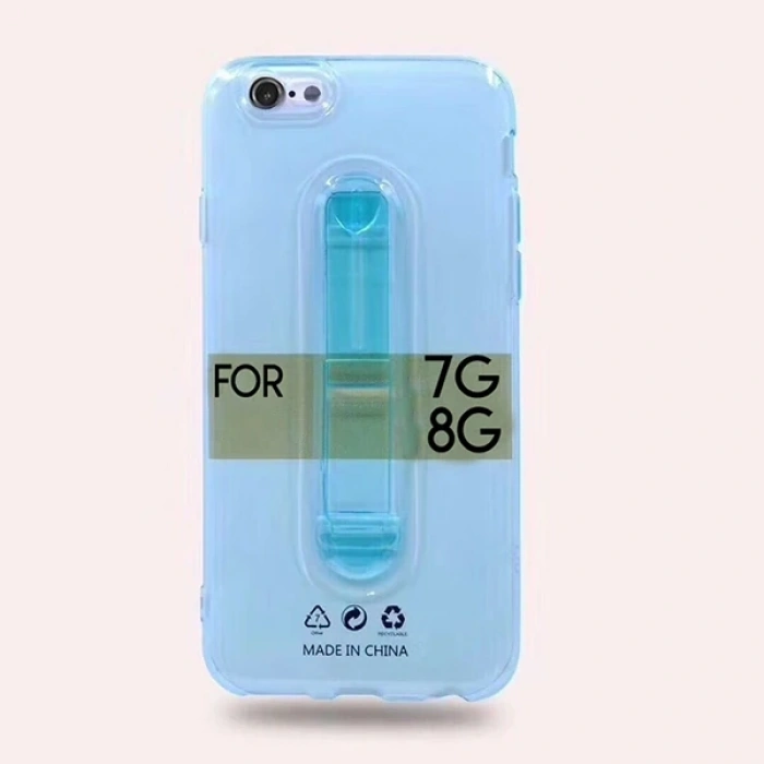 iPhone SE3-SE2 İPhone 8-7 Kılıf Selfie Yüzüklü Şeffaf Silikon Kılıf-(5775)