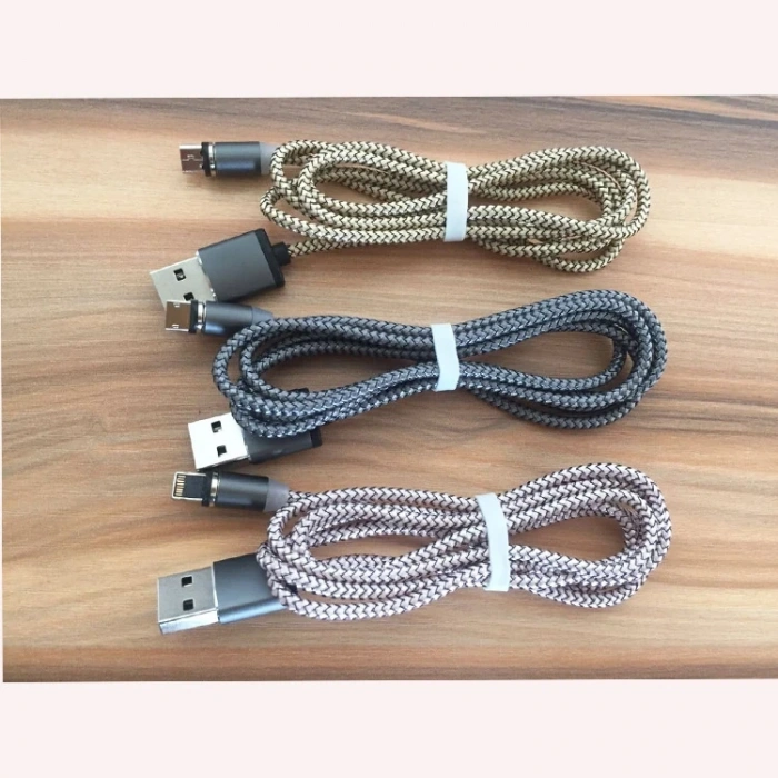 İphone Type-C Android 3  Yuvarlak Başlık Manyetik Şarj Usb Kablosu-(5775)