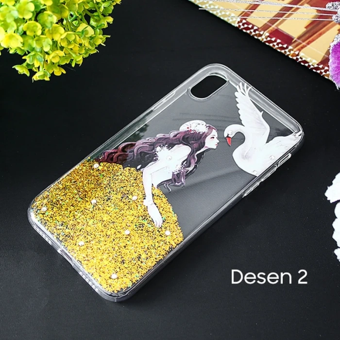 İphone X Xs 3d Diamond Elbise Şeffaf Silikon Kılıf-(5775)