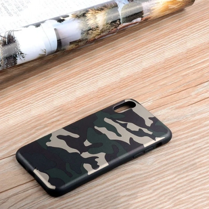 İPhone X Xs Kamuflaj Darbe Emici Silikon Kılıf-(5775)