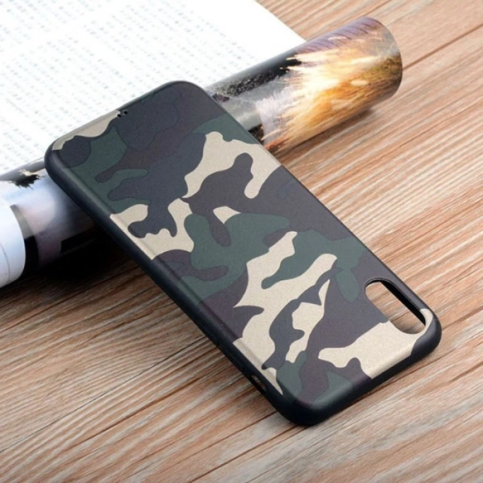 İPhone Xs Max 6.5 Kamuflaj Darbe Emici Silikon Kılıf-(5775)