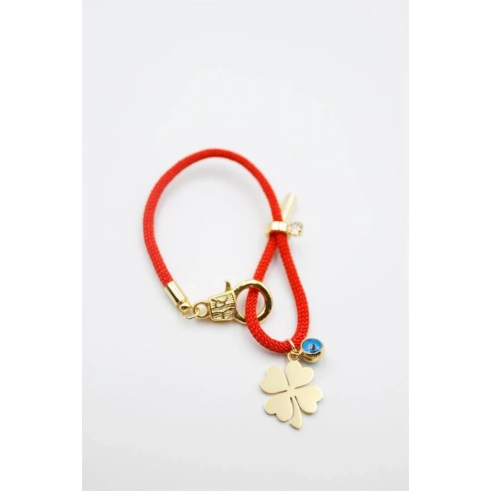 İpli Yonca Bileklik - Kırmızı