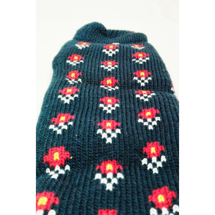 Kalın Kışlık Kadın Soket Çorap Yünlü Havlu Ev Giyim Patik  Desen 2 Lacivert