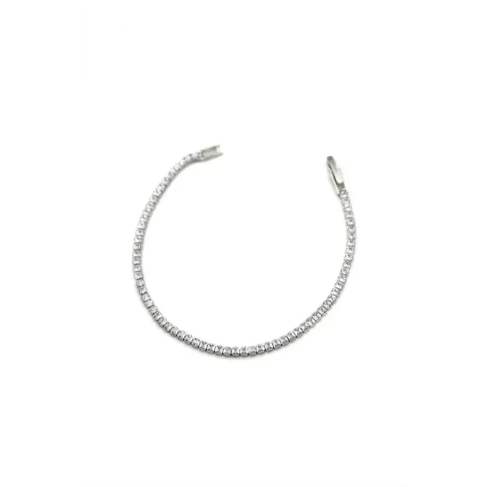 Kare Taşlı Su yolu Bileklik - Gümüş