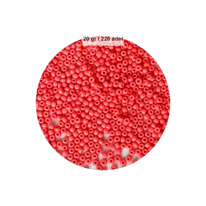 Karpuz Pembesi Renk 4 mm Yaklaşık 220 adet/20 gram Cam Boncuk Oya Yazma Bileklik ve Kolye