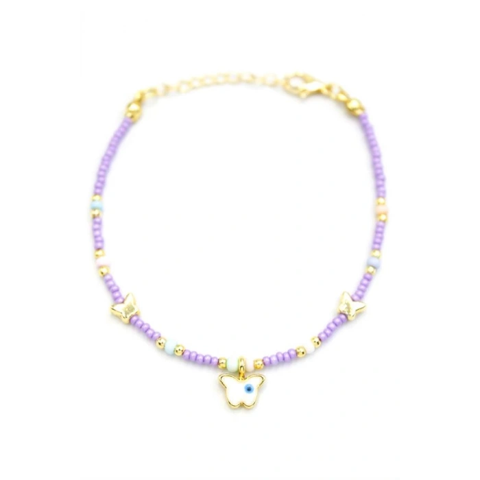 Kelebek Boncuk Bileklik - Mor