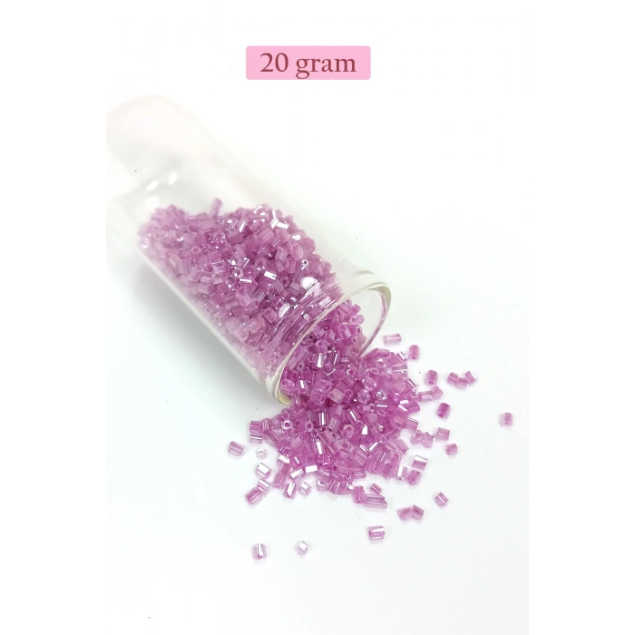 Kesme Cam Boncuk 2mm - 20 Gram - Şeffaf Eflatun -BNC311