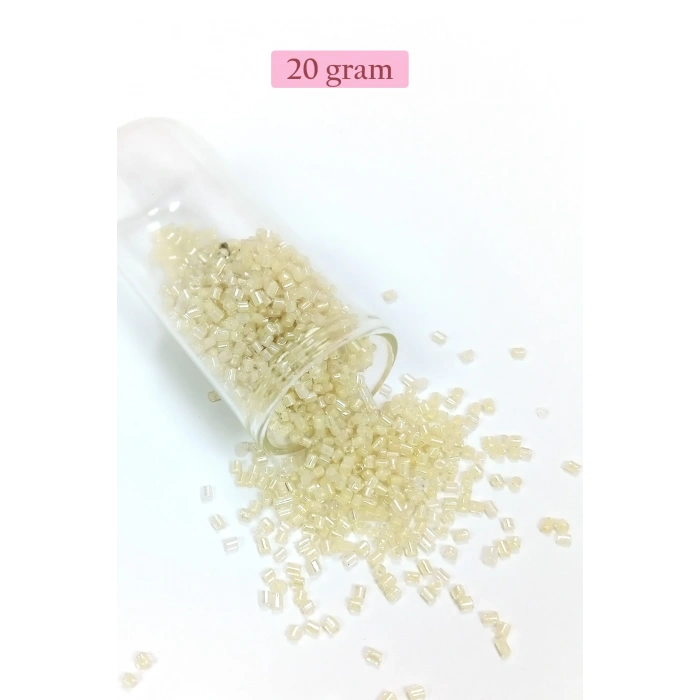Kesme Cam Boncuk 2mm - 20 Gram - Şeffaf Krem -BNC339
