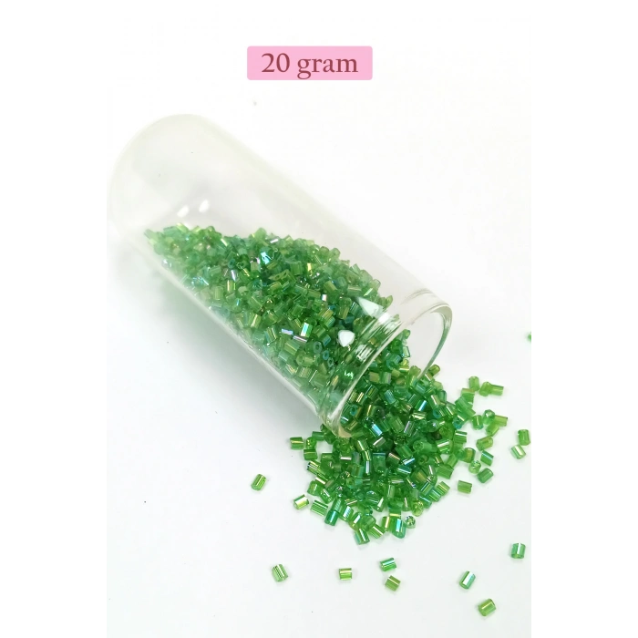 Kesme Cam Boncuk 2mm - 20 Gram - Şeffaf Yeşil -BNC307