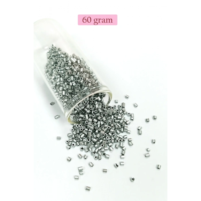 Kesme Cam Boncuk 2mm - 60 Gram - Mat Gümüş - BNC381