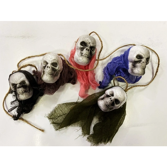 Kuru Kafa Şekilli Asmalı Süs İskelet Kafalar 5 Adet 120 cm (4767)