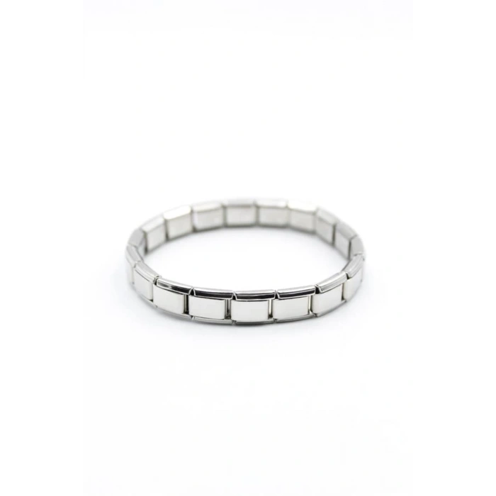 Lastikli Çelik Bileklik - Gümüş