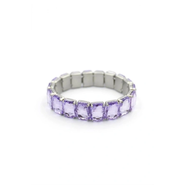 Lastikli Taşlı Bilezik - Mor