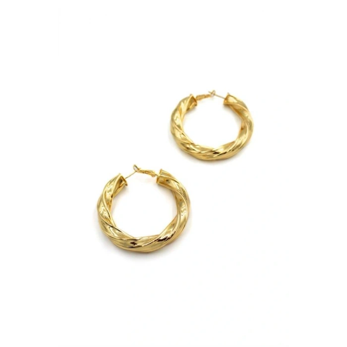 Metal Halka Küpe - Altın