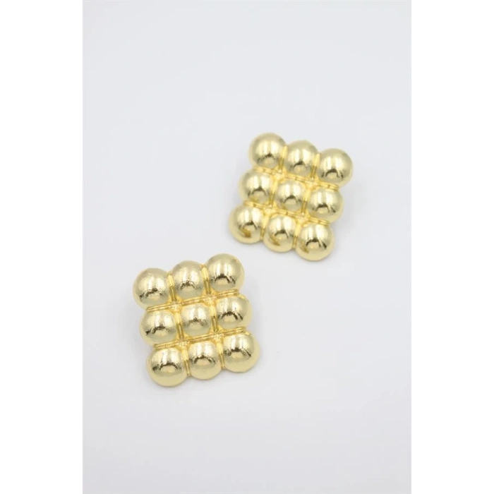 Metal Kare Küpe - Altın