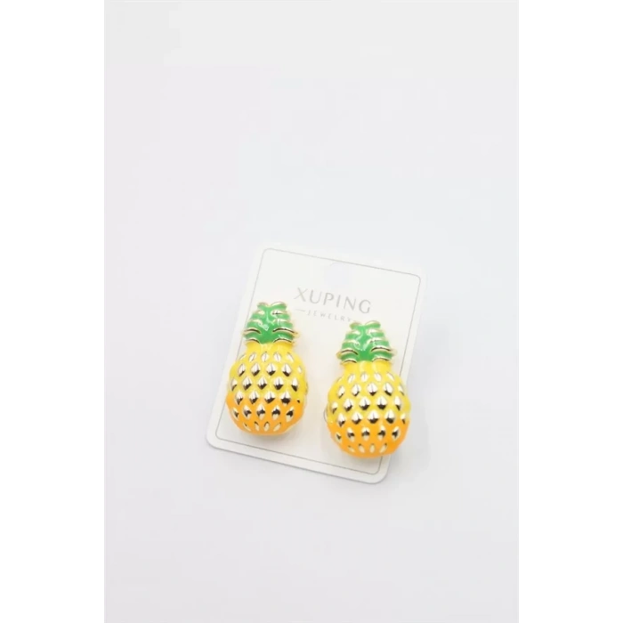 Mineli Ananas Küpe - Altın