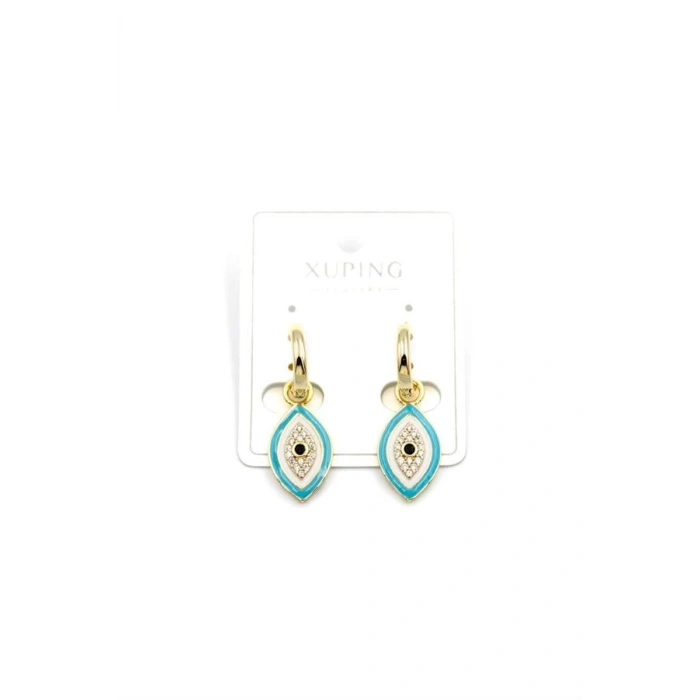 Mineli Nazar Küpe - 14K Altın